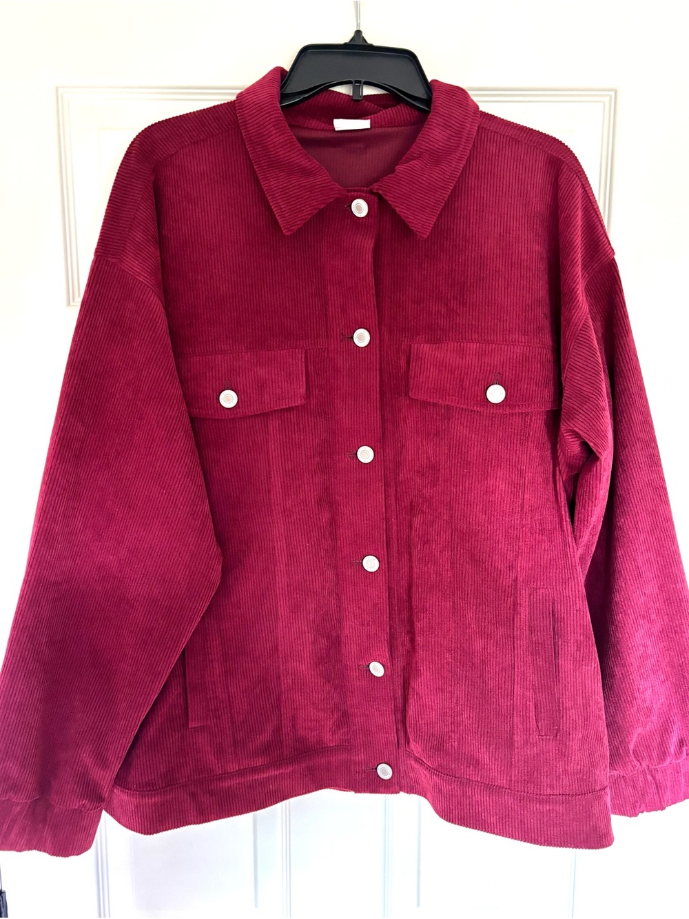 Hurley Women's Corduroy Button Jacket - Berry Red